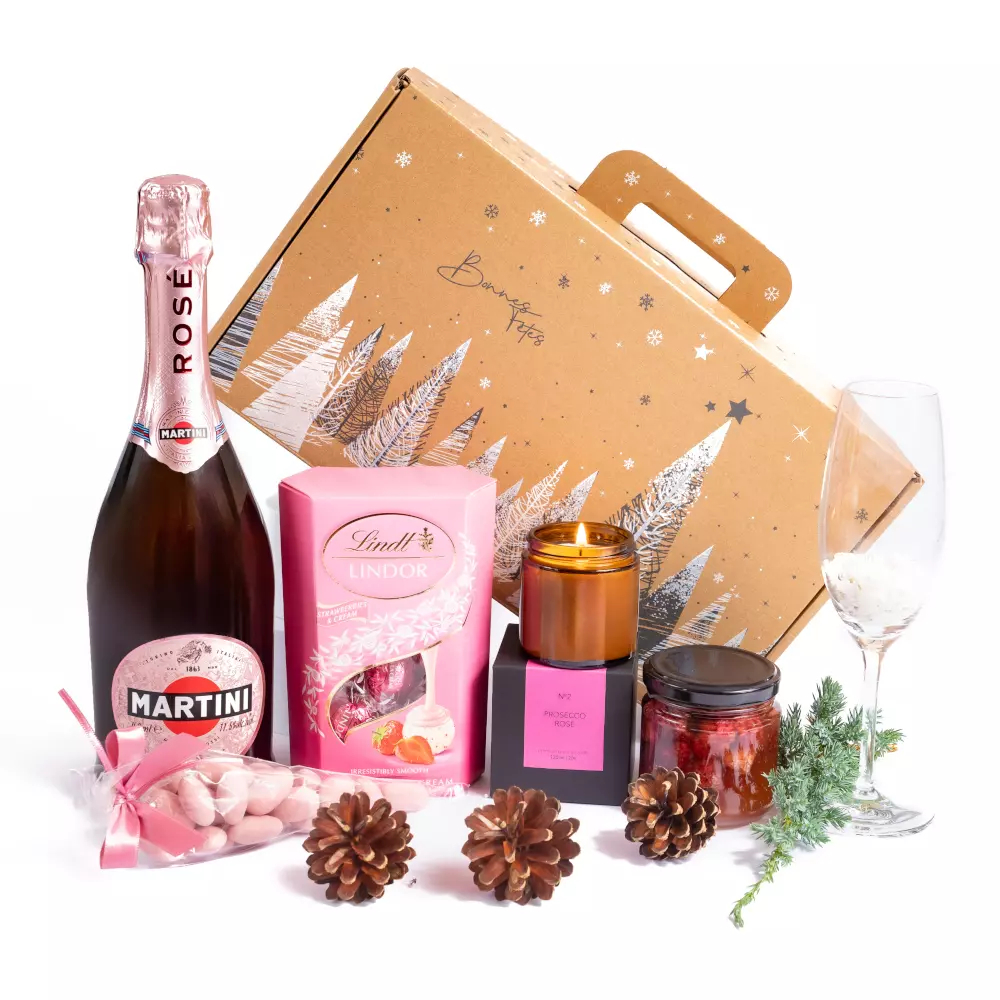 Świąteczna walizka z prosecco - Rose
