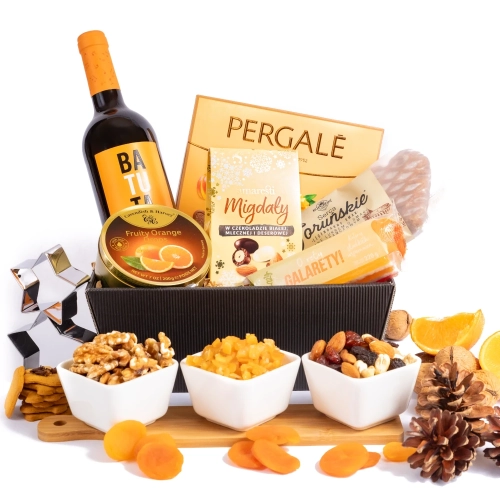 Świąteczny koszyk prezentowy z winem - Orange
