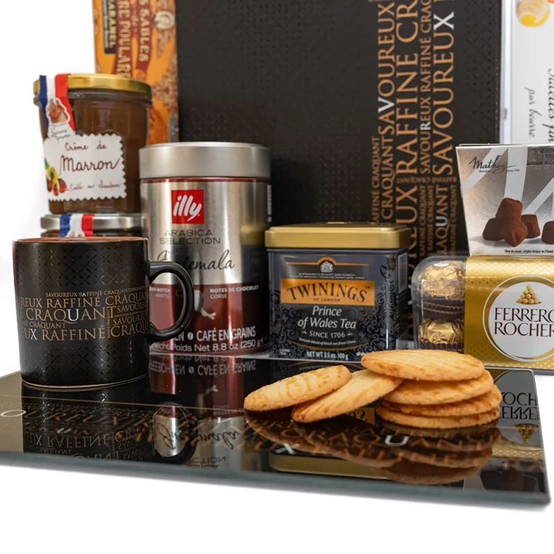 Kosz prezentowy z kawą ziarnistą