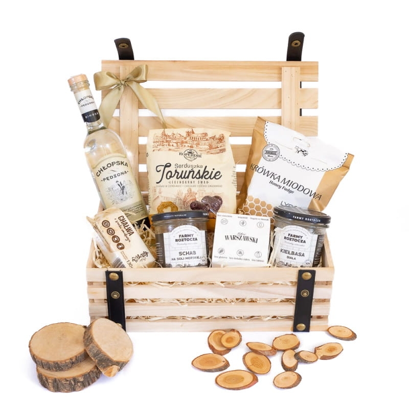 Ekskluzywny kosz prezentowy z dobrą wódką - Mietek