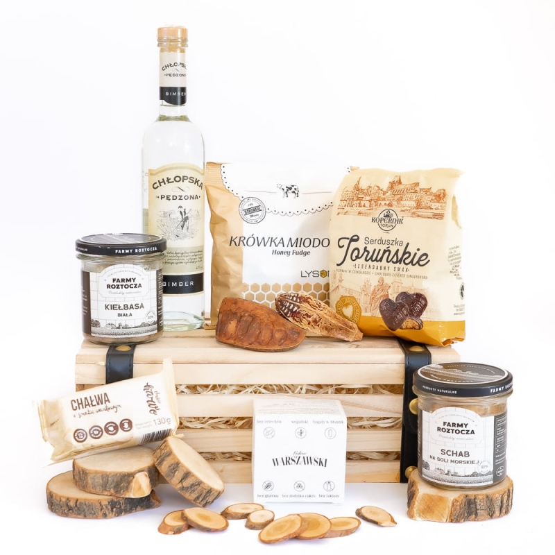 Ekskluzywny kosz prezentowy z dobrą wódką - Mietek