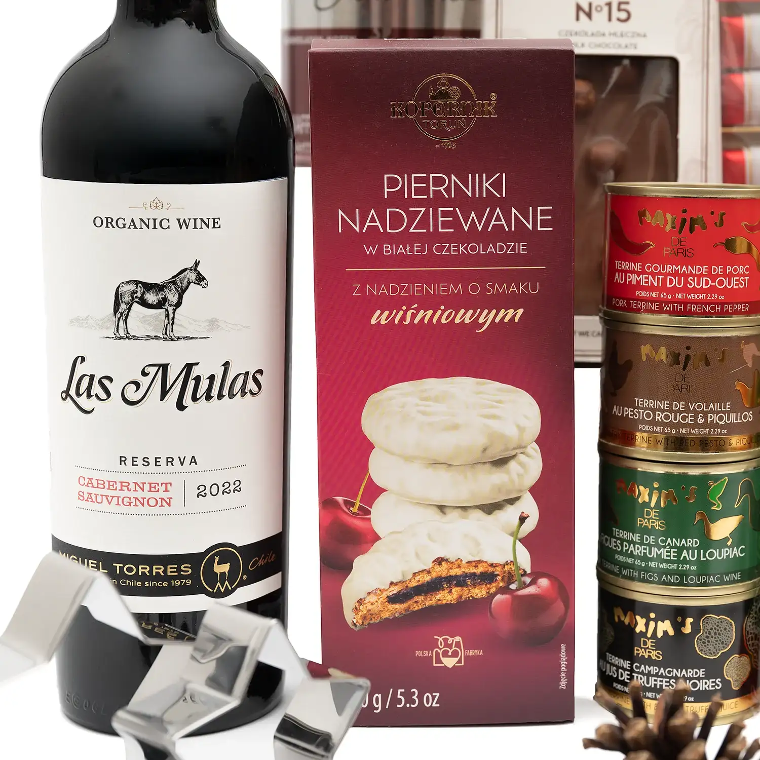 Zestaw świąteczny premium z kawą ziarnistą i winem