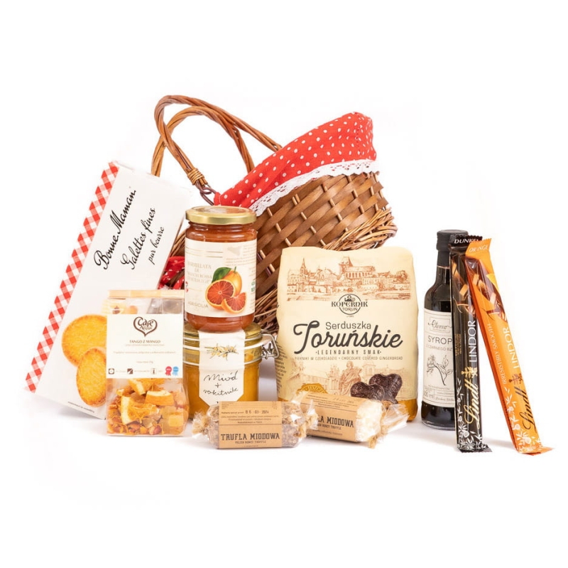 Kosz prezentowy z herbatą i słodyczami - Dylan