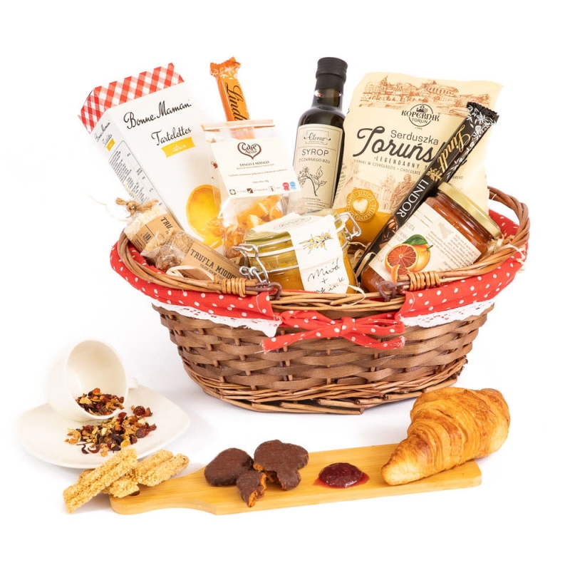 Kosz prezentowy z herbatą i słodyczami - Dylan