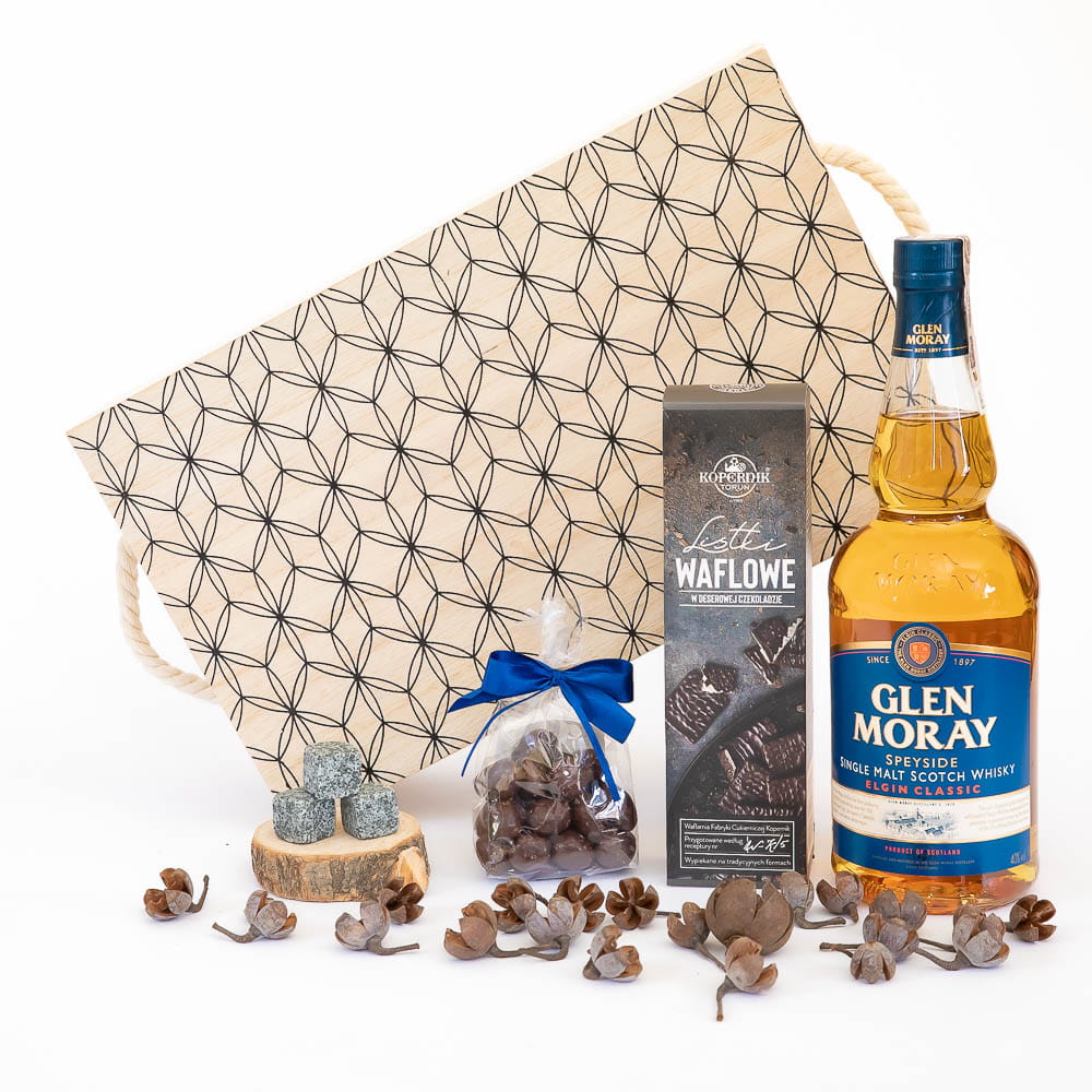 Elegancki kosz prezentowy z whisky - William