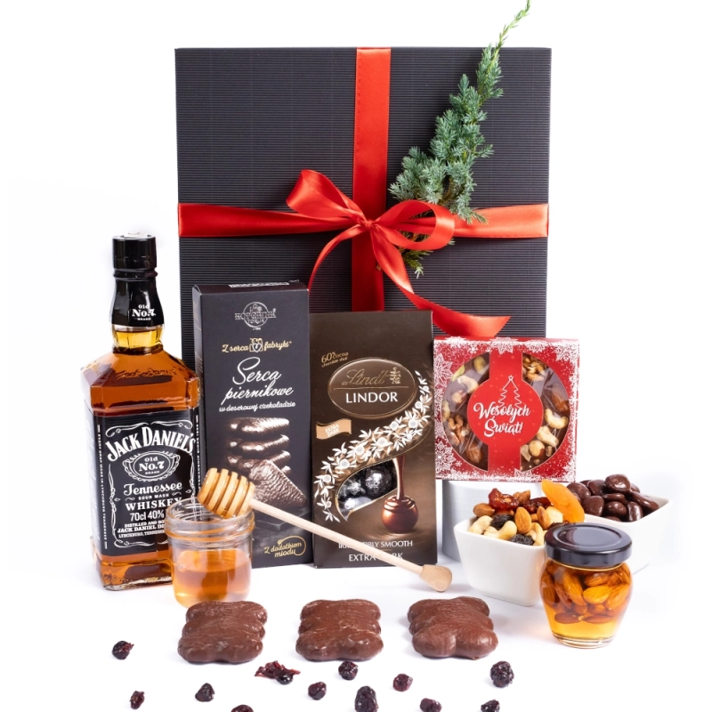Świąteczny kosz prezentowy z whisky - Black